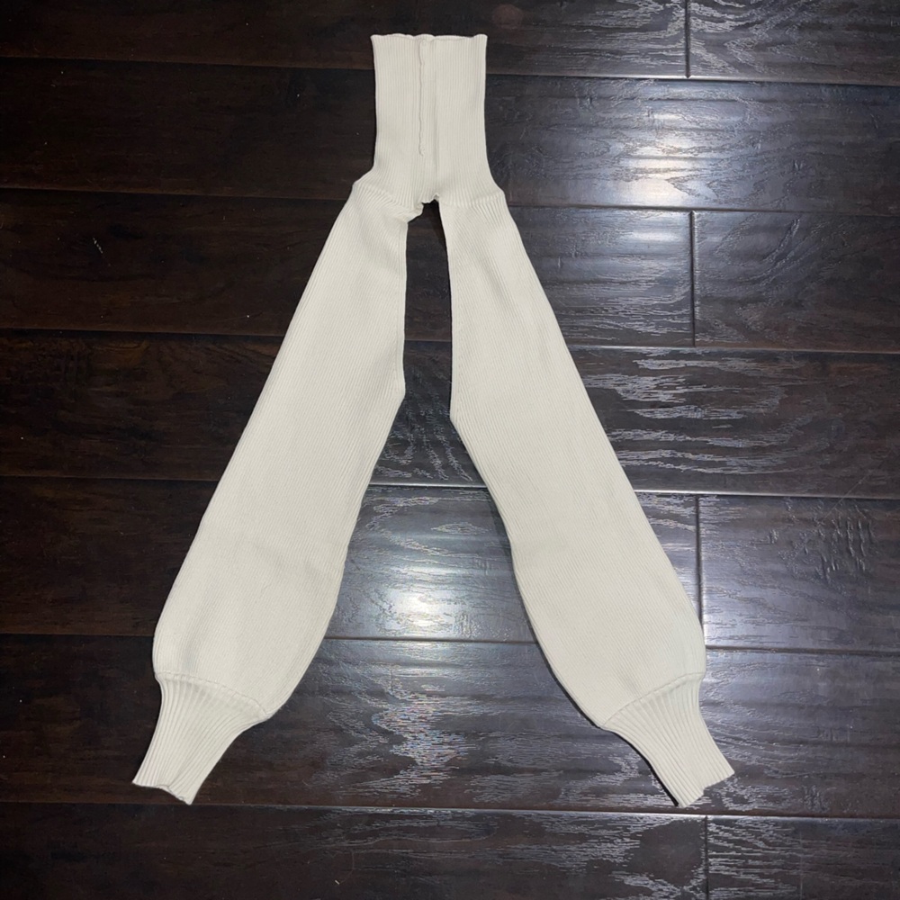 Women's Ivory Arm warmers Ribbed Turtleneck Cozy Warm